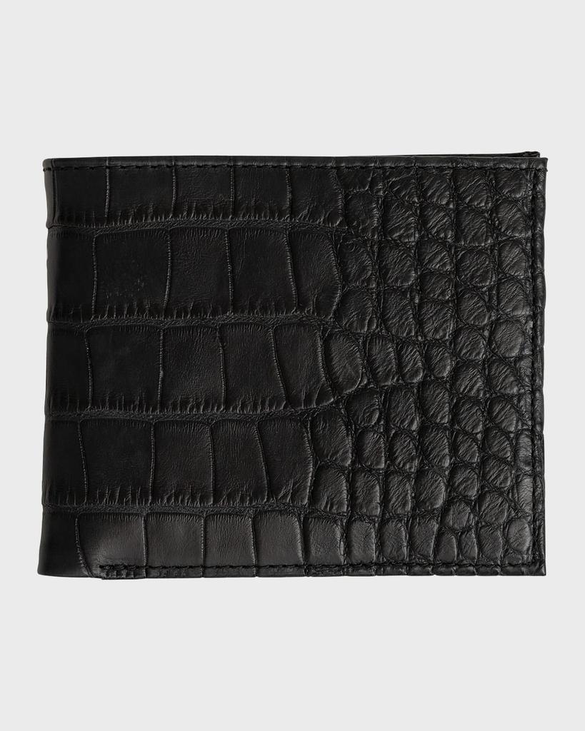 Abas Men's Matte Alligator Leather Bifold Wallet w/ ID Window