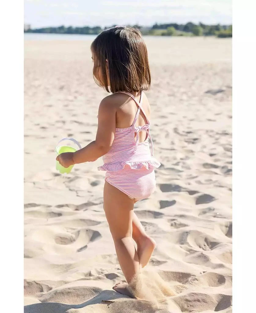 Florence Eiseman Little Girls Stripe Seersucker Swimsuit with Flower 4