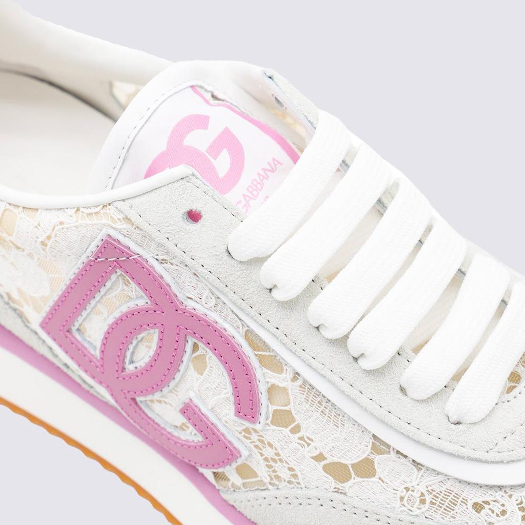 Shop Dolce & Gabbana White And Pink Dg Cushion Sneakers on