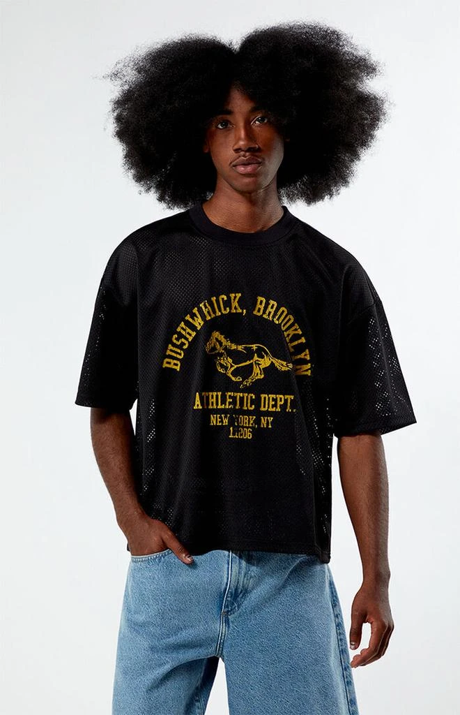 PacSun Black Leagues Mesh Boxy Cropped Jersey T-Shirt 2
