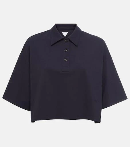 Bottega Veneta Cropped cotton-blend piqué polo shirt 1