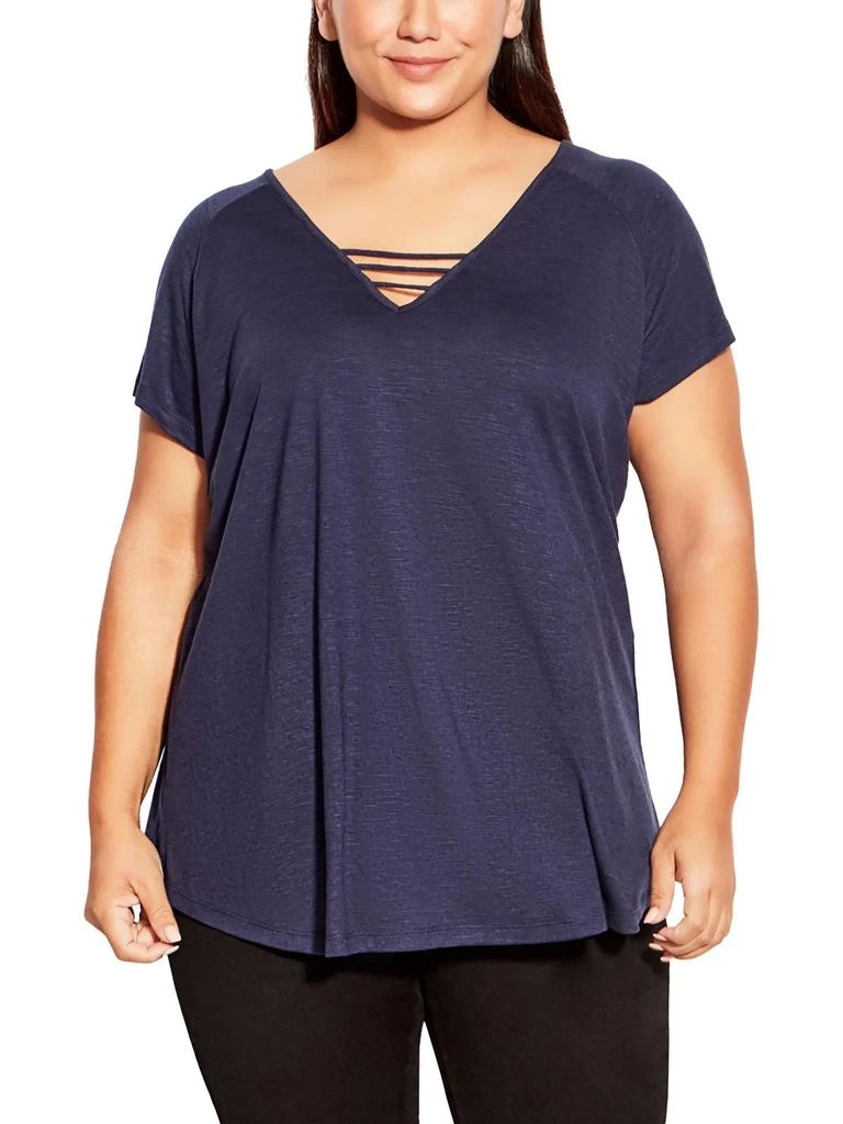 City Chic Plus Womens Slub Casual Blouse 1