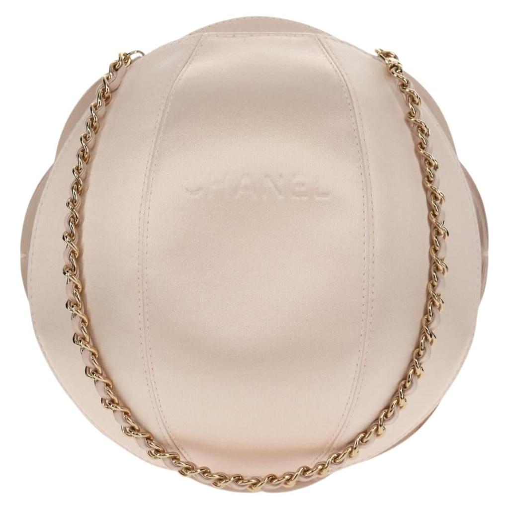 Chanel Camellia Round Clutch With Chain Satin Satin Clutche & Pouche Bag (Pre-Owned)