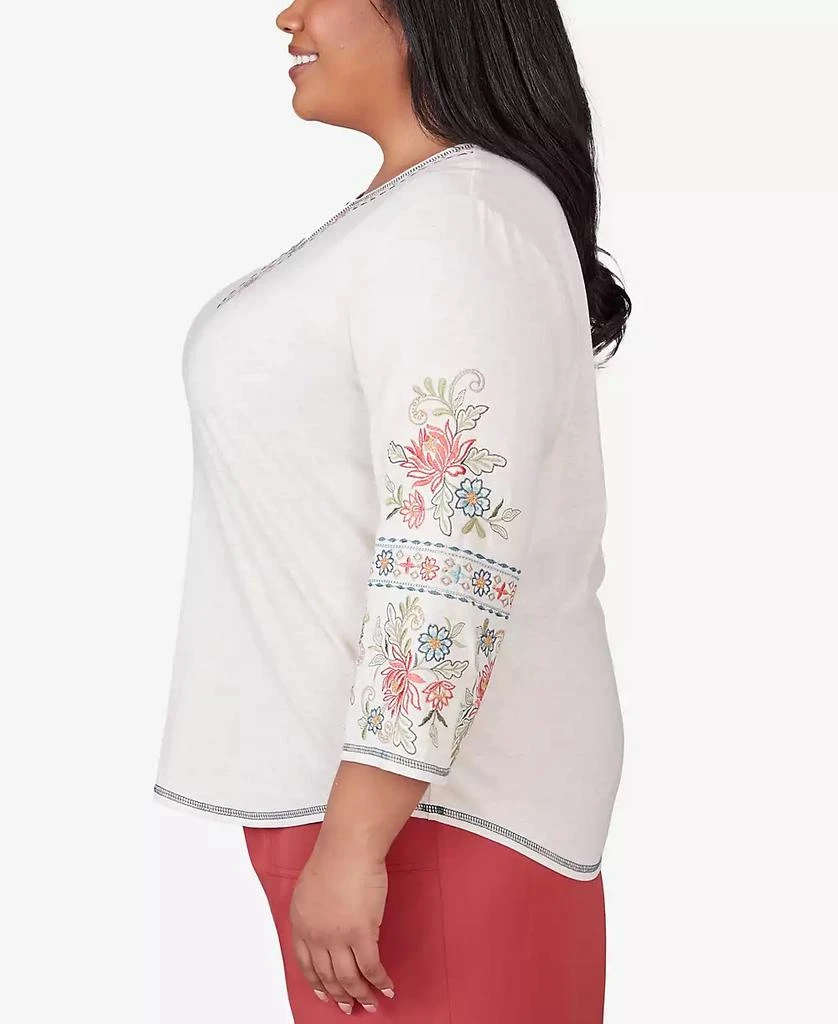 Alfred Dunner Plus Size Sedona Sky Sedona Split Neck Embroidered Top 2