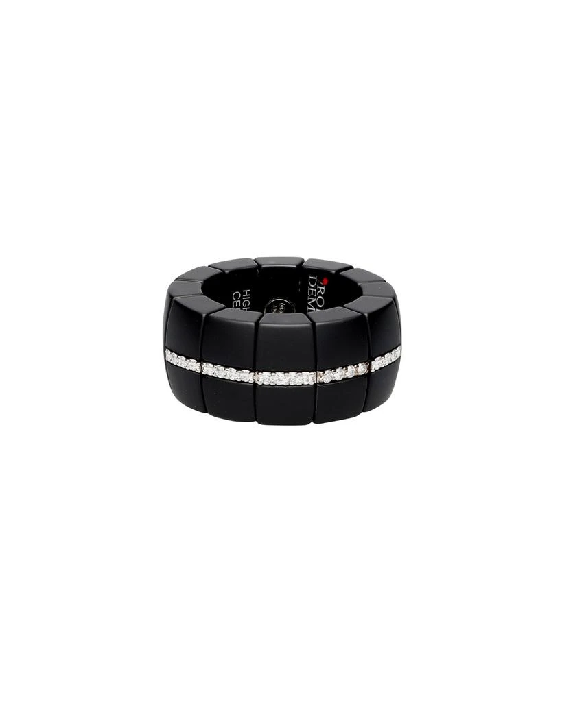 Roberto Demeglio Black Ceramic Stretch Ring w/ Diamond Pave, Size 5 1