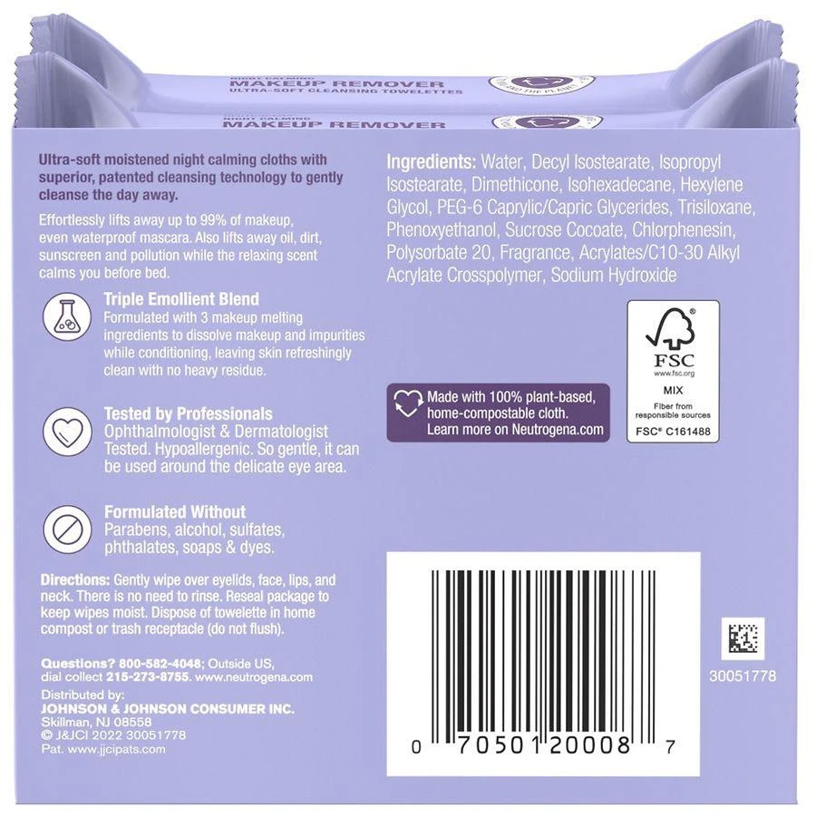 Neutrogena Night Calming Facial Cleansing Wipes Unspecified 3