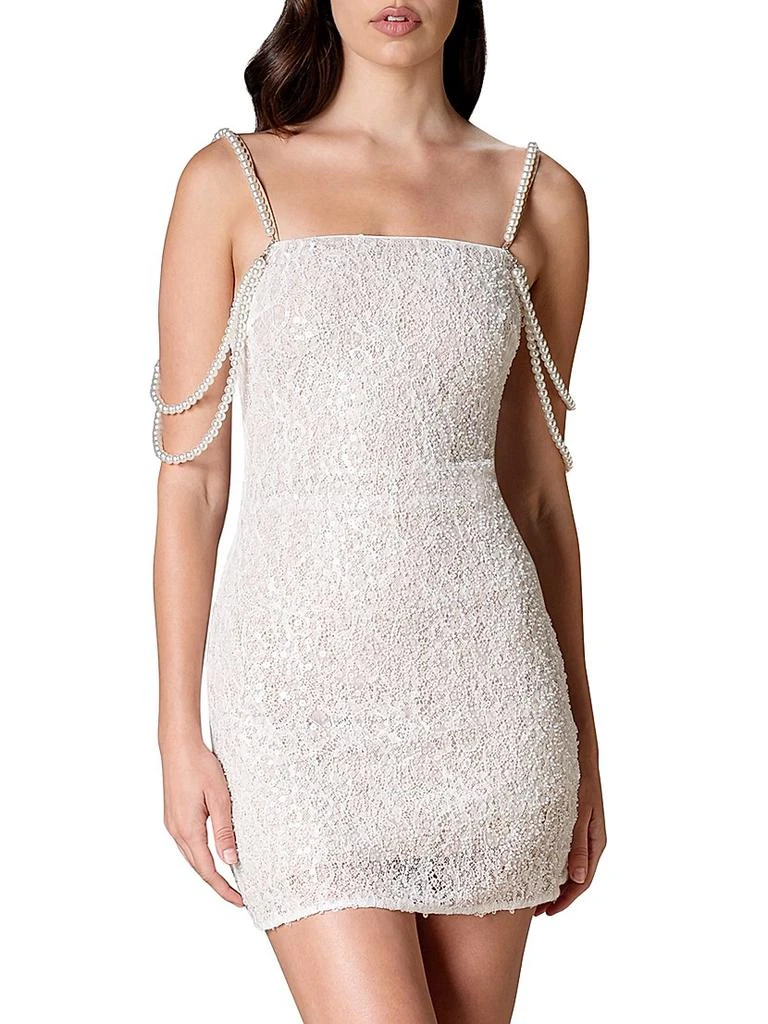Dress The Population Farrah Imitation Pearl-Embellished Sequined Minidress 3