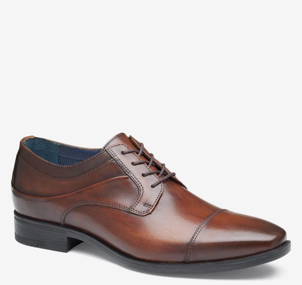 Johnston & Murphy Gibbons 15-8665 Men 9 Brown Leather Cap Toe Dress Shoes KHD216 1
