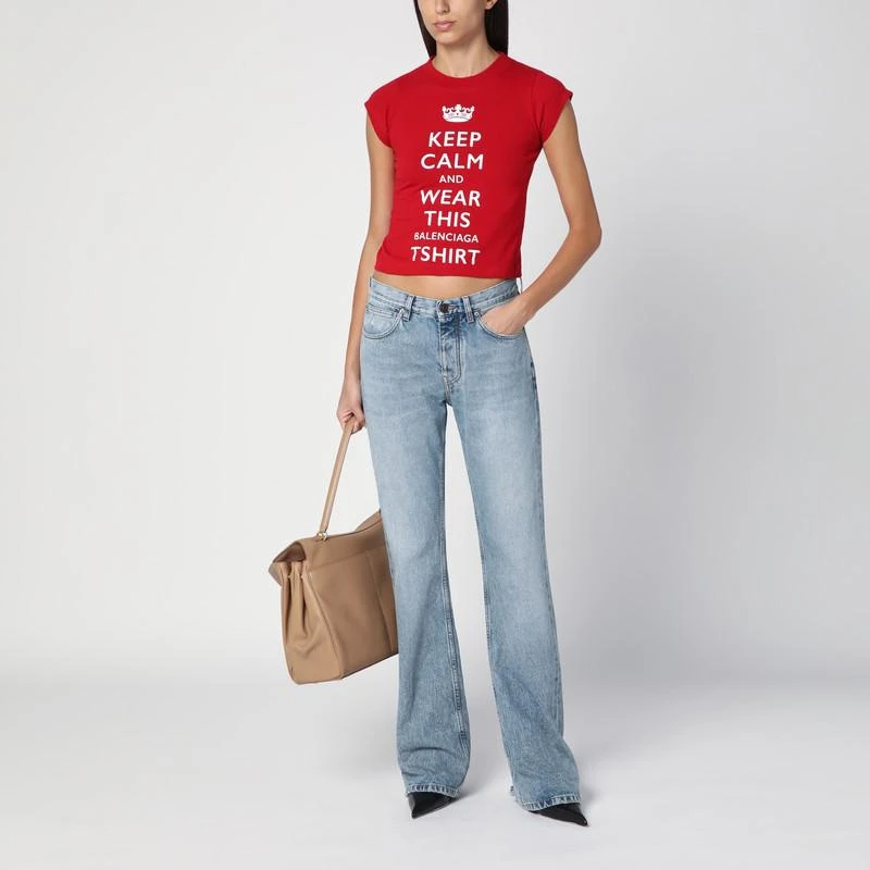 Balenciaga Red cropped t-shirt Keep Calm 2