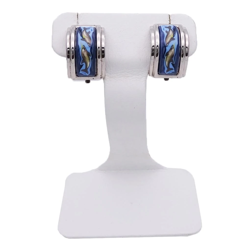 Hermes blue Metal Clip Earrings (Pre-Owned) 2