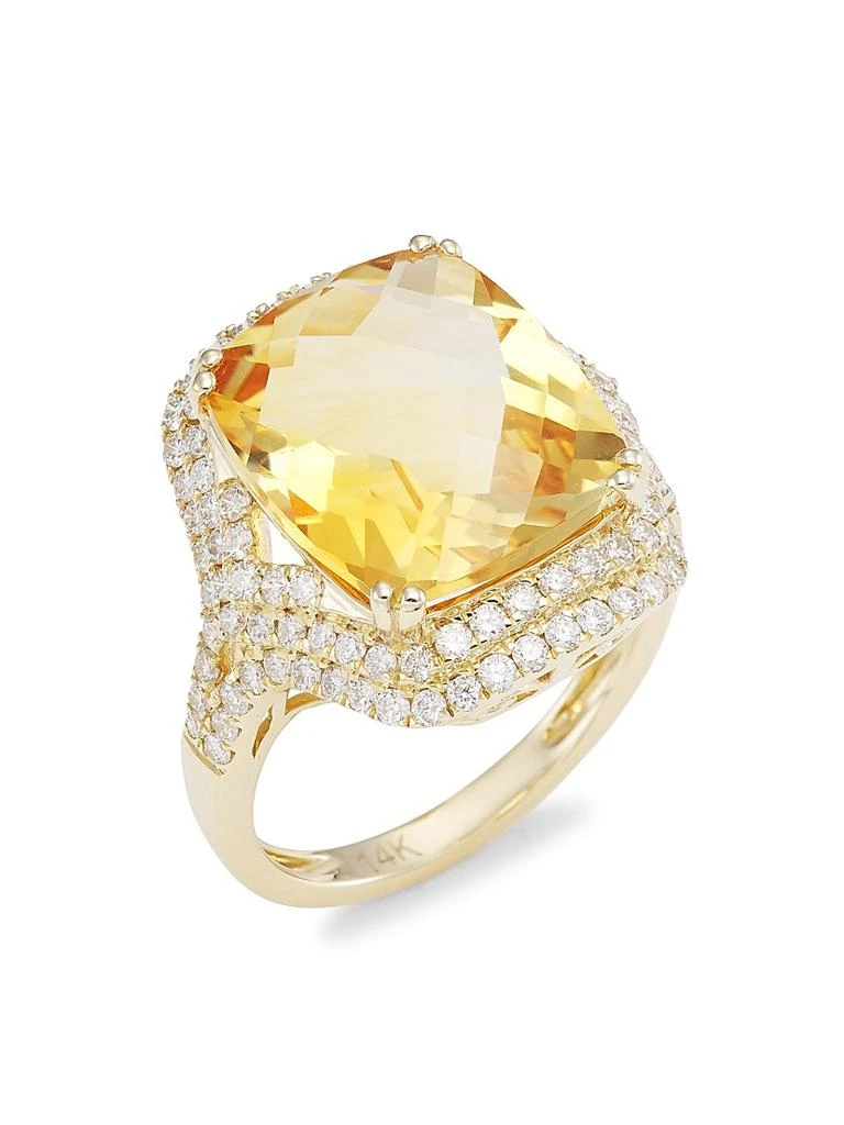Saks Fifth Avenue Collection 14K Yellow Gold, Citrine & Diamond Cushion Ring 1