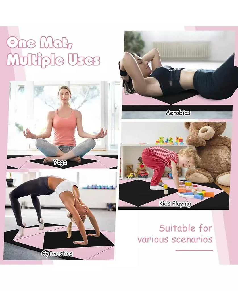 VEBREDA 8 Feet PU Leather Folding Gymnastics Mat with Hook and Loop Fasteners 10