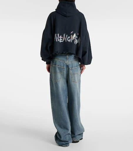 Balenciaga Logo distressed cotton-blend hoodie 3