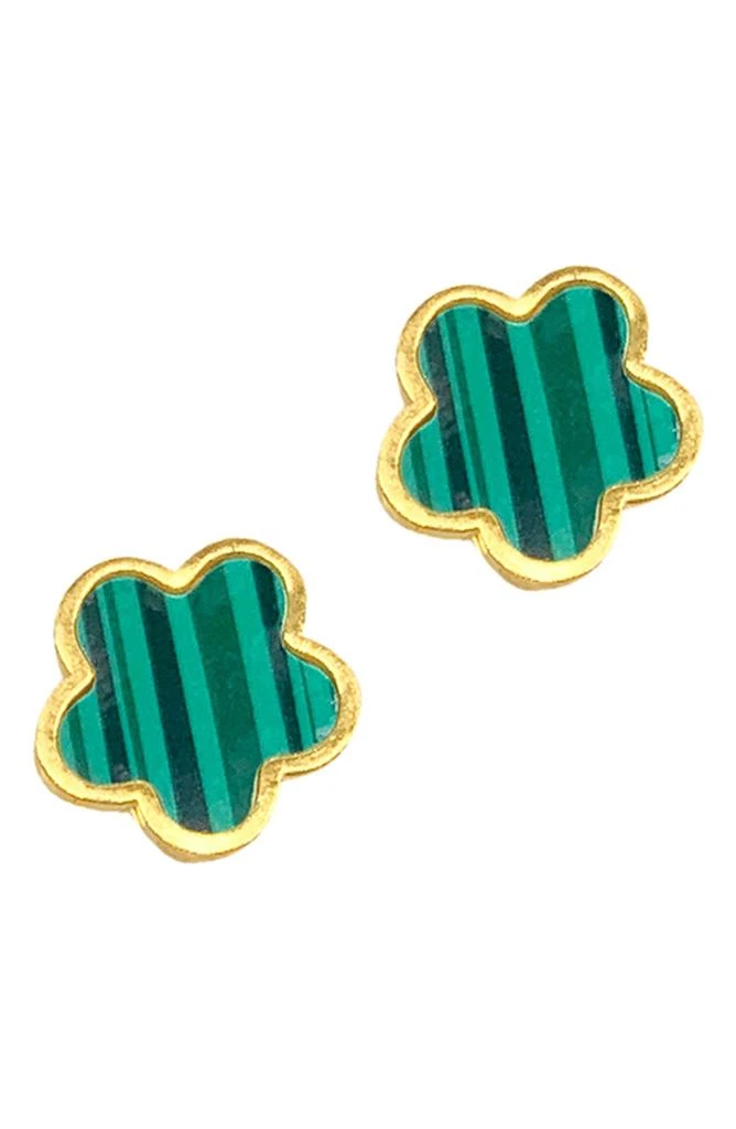 ADORNIA 14K Gold Plated Clover Stud Earrings