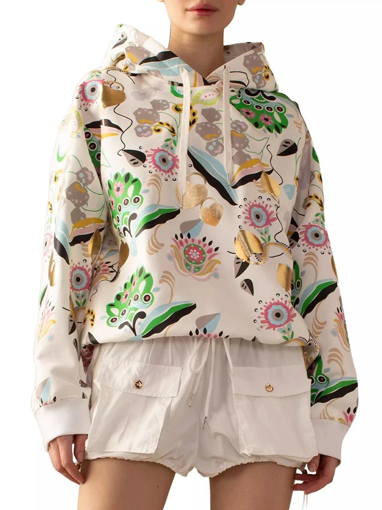 Cynthia Rowley Floral Drawstring Hoodie 1