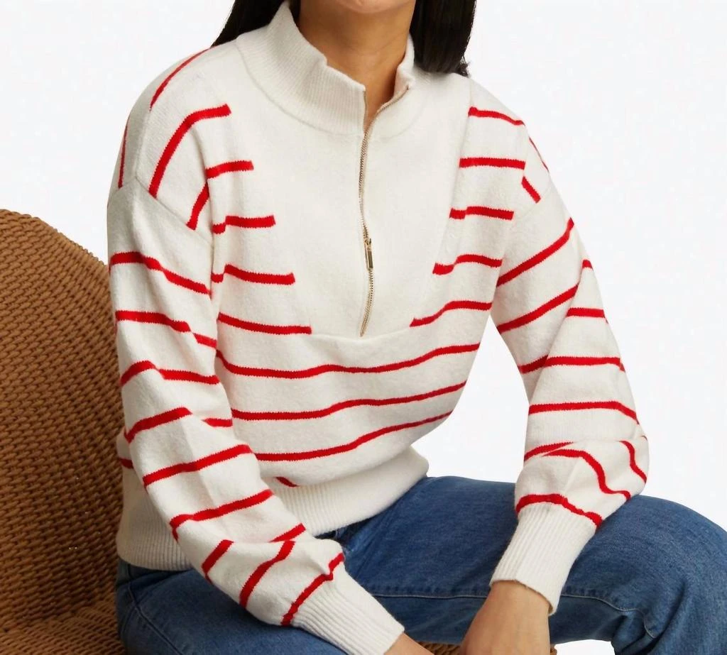 Draper James Draper James - Striped Zip Up Sweater 1