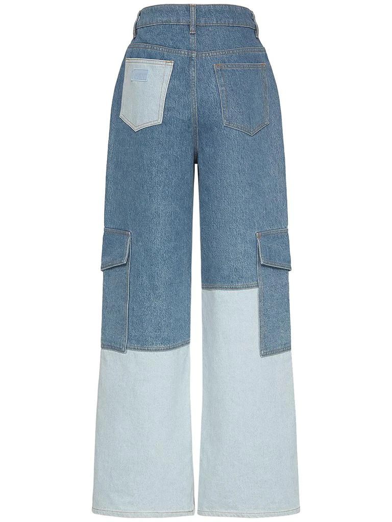Ganni High Rise Cotton Denim Cargo Jeans 4
