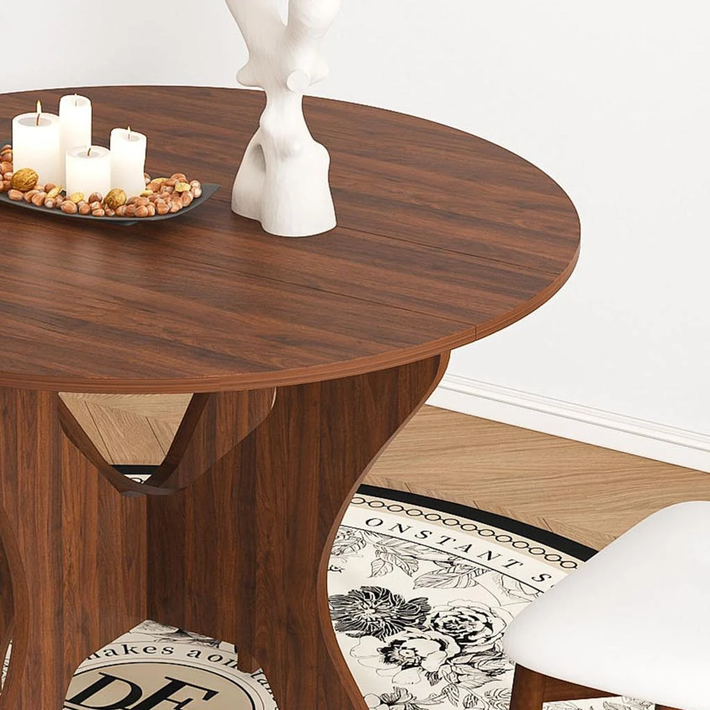 Streamdale Furniture Streamdale 43" Folding Dining Table Set w/ 2 Chairs, Walnut Veneer, Space Saving 6