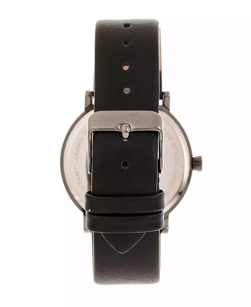 Simplify Quartz The 6200 Black Dial, Genuine Gunmetal Leather Watch 39mm