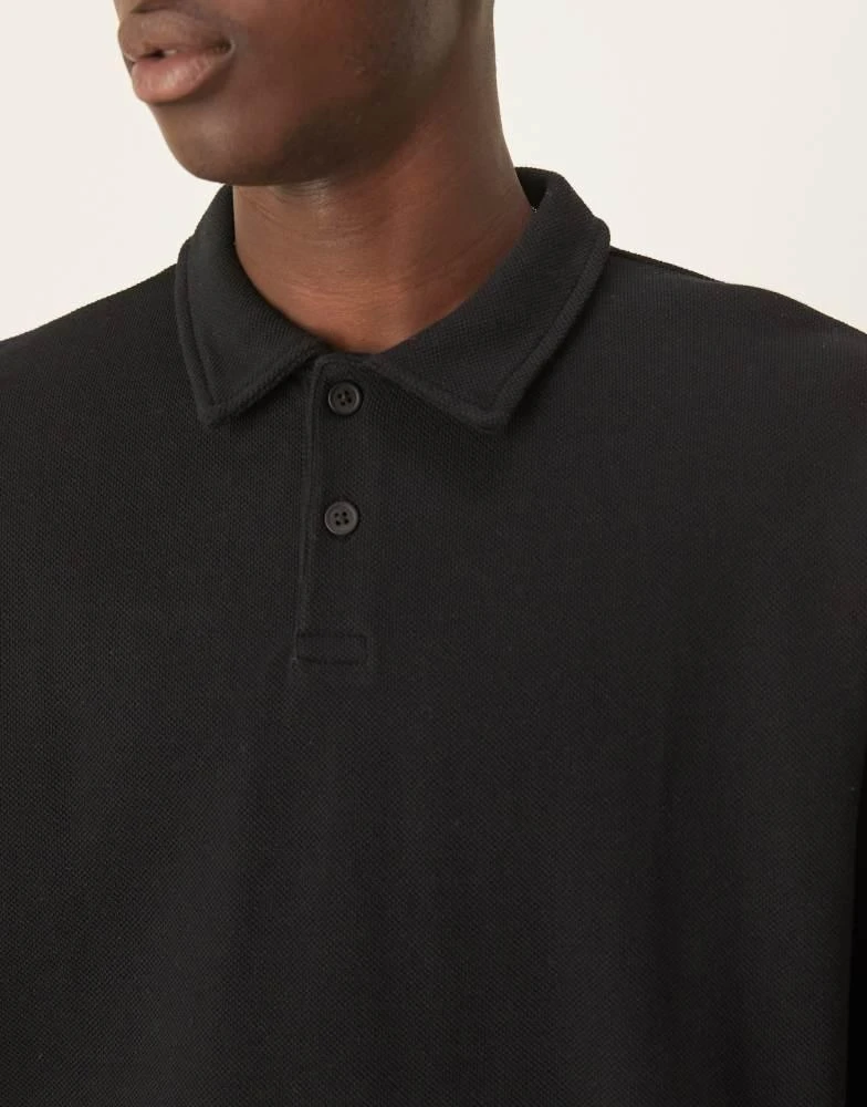 ASOS ASOS DESIGN heavyweight oversized boxy polo in black pique 3