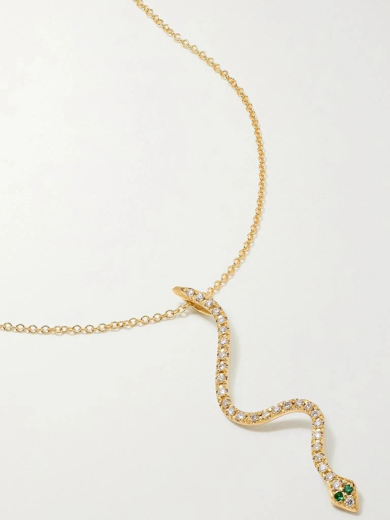 Ileana Makri Lucky Snake 18k 黄金、钻石、沙弗莱石项链 1