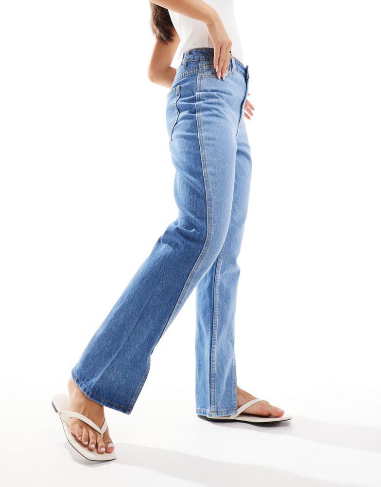 Y.A.S. Y.A.S mixed denim spliced straight leg jeans in blue