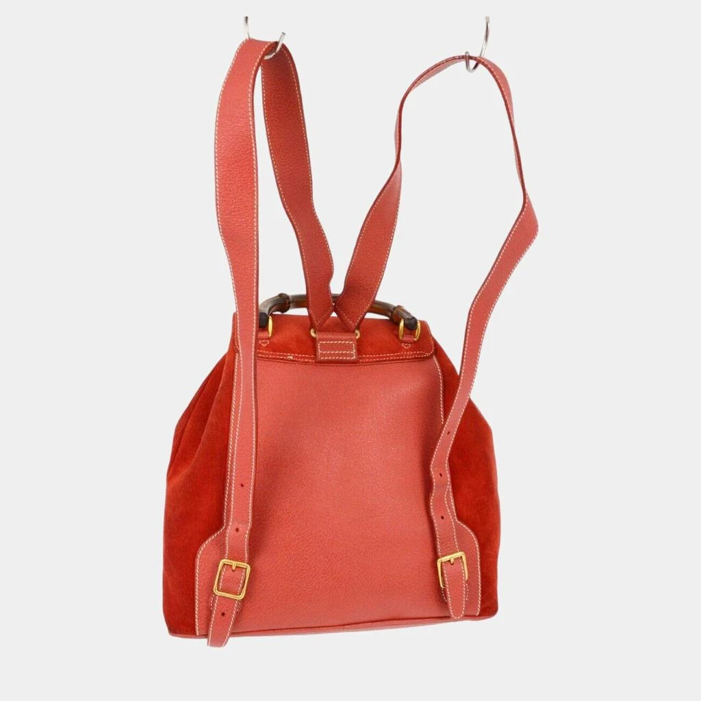 Gucci Gucci Red Suede Bamboo Backpack 2
