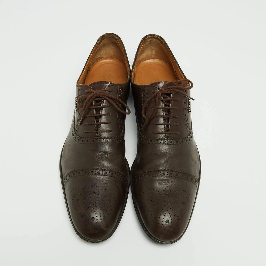 Gucci Gucci Brown Leather Brogue Oxfords Size 45.5 3