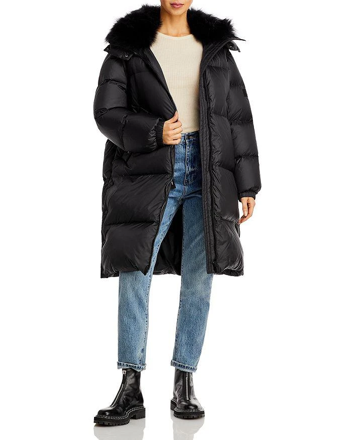 Yves Salomon Shearling Collar Technical Down Puffer Coat 1