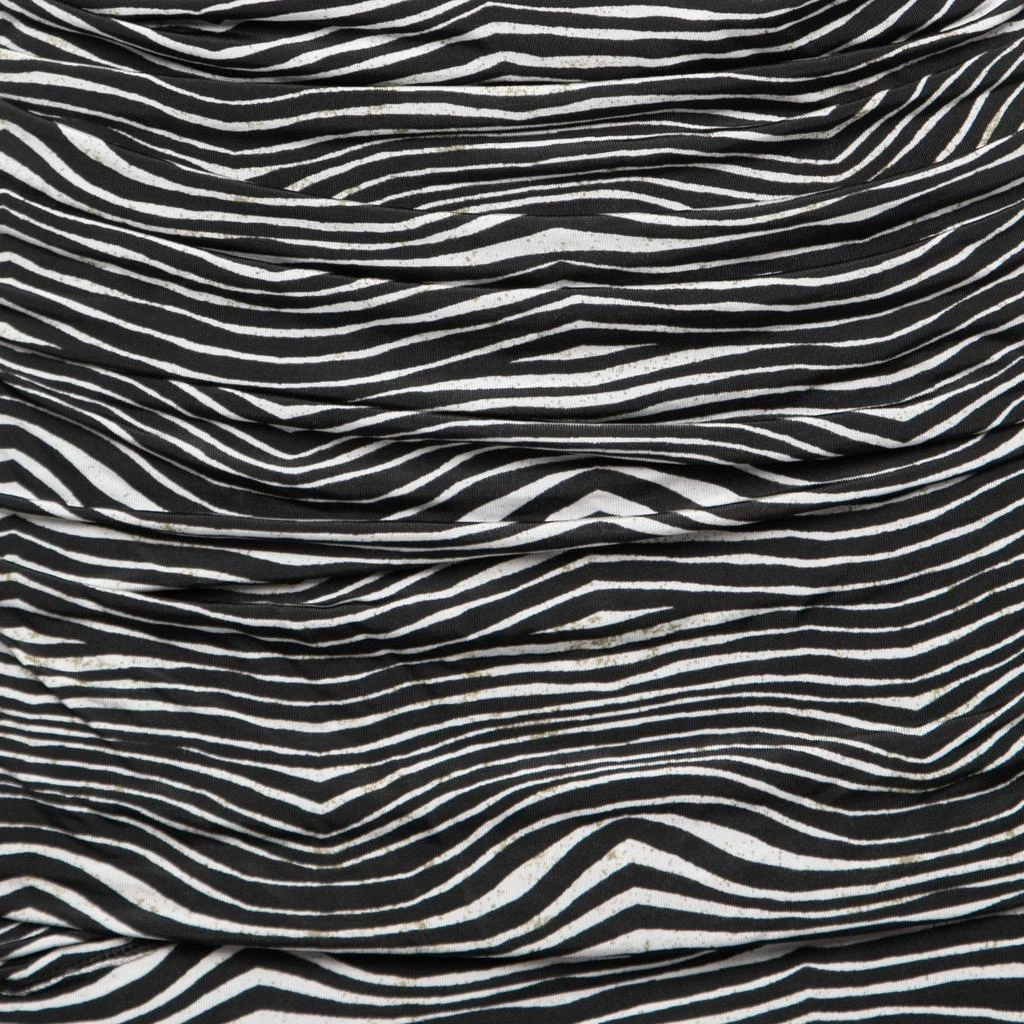 PIERRE BALMAIN Pierre Balmain Black and White Stretch Zebra Print Draped Jersey Mini Dress L 3