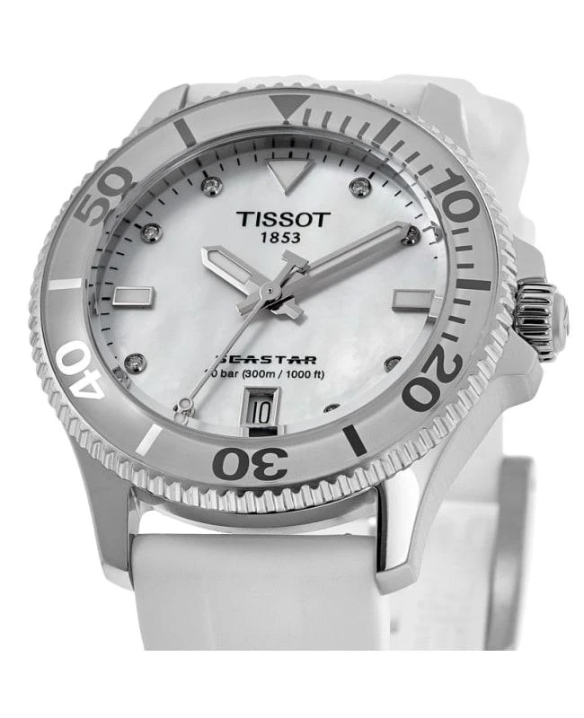 Tissot Tissot Seastar 1000 Quartz Mother of Pearl Dial White Strap Women's Watch T120.210.17.116.00 2