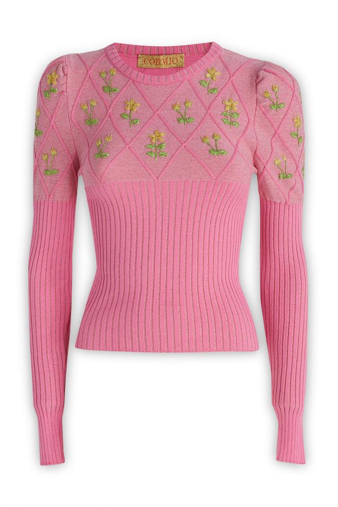 CORMIO Cormio Floral Embroidered Knitted Jumper