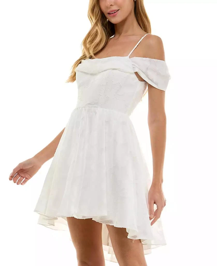 City Studios Juniors' Textured Chiffon Fit & Flare Dress 3