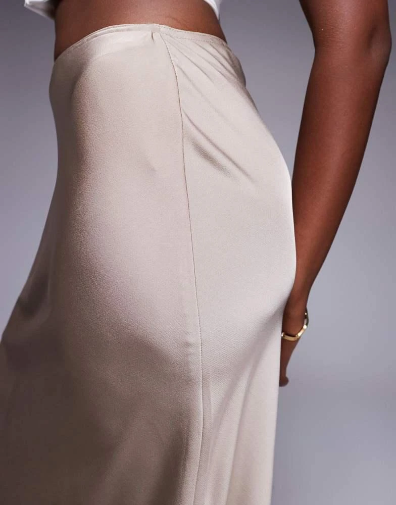 River Island River Island satin bias maxi skirt in beige 3