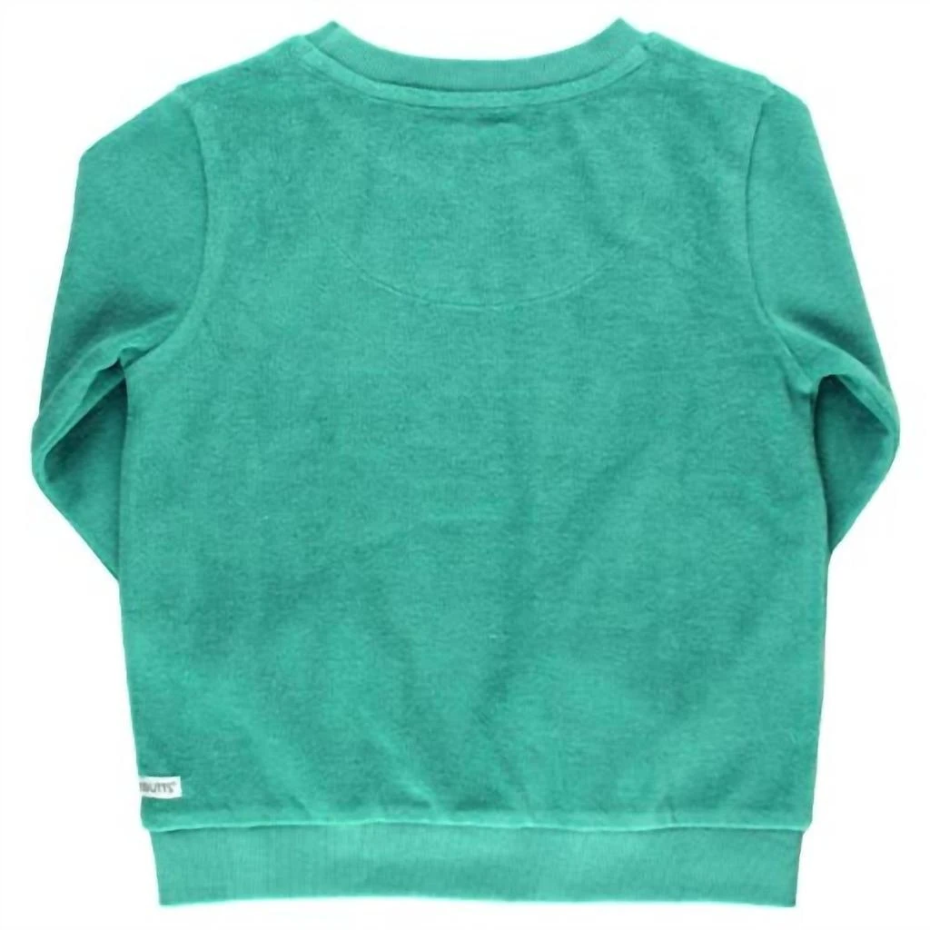 RuffleButts Boy
s Terry Knit Crew Neck Sweatshirt In Ocean Teal 4