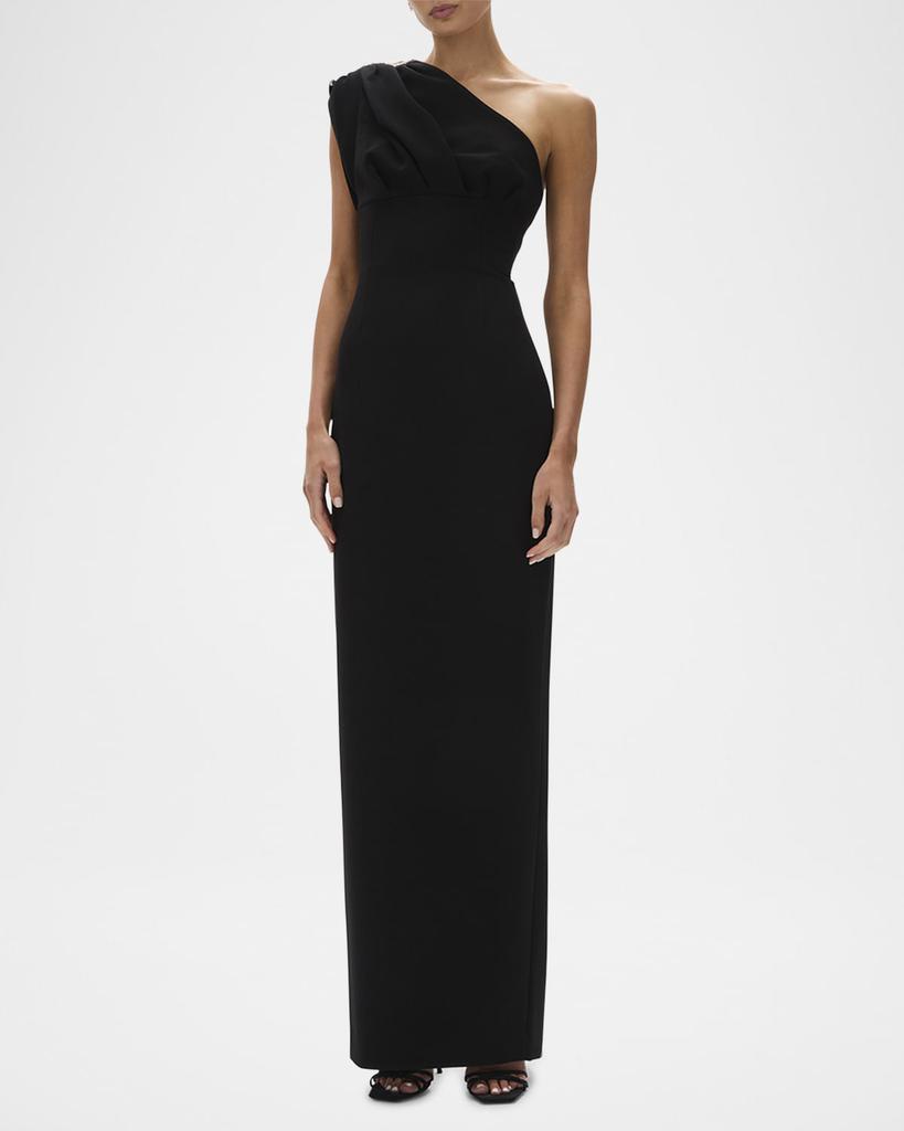 RACHEL GILBERT Winona Crystal Gathered One-Shoulder Gown