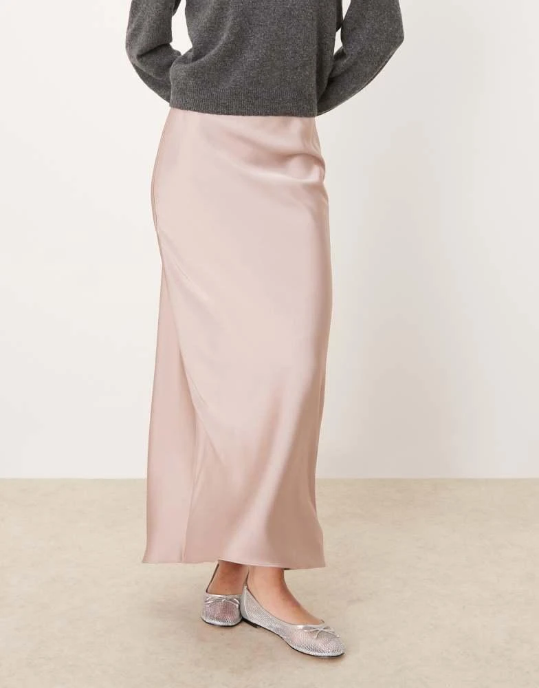 ASOS ASOS DESIGN satin bias maxi skirt in champagne 4