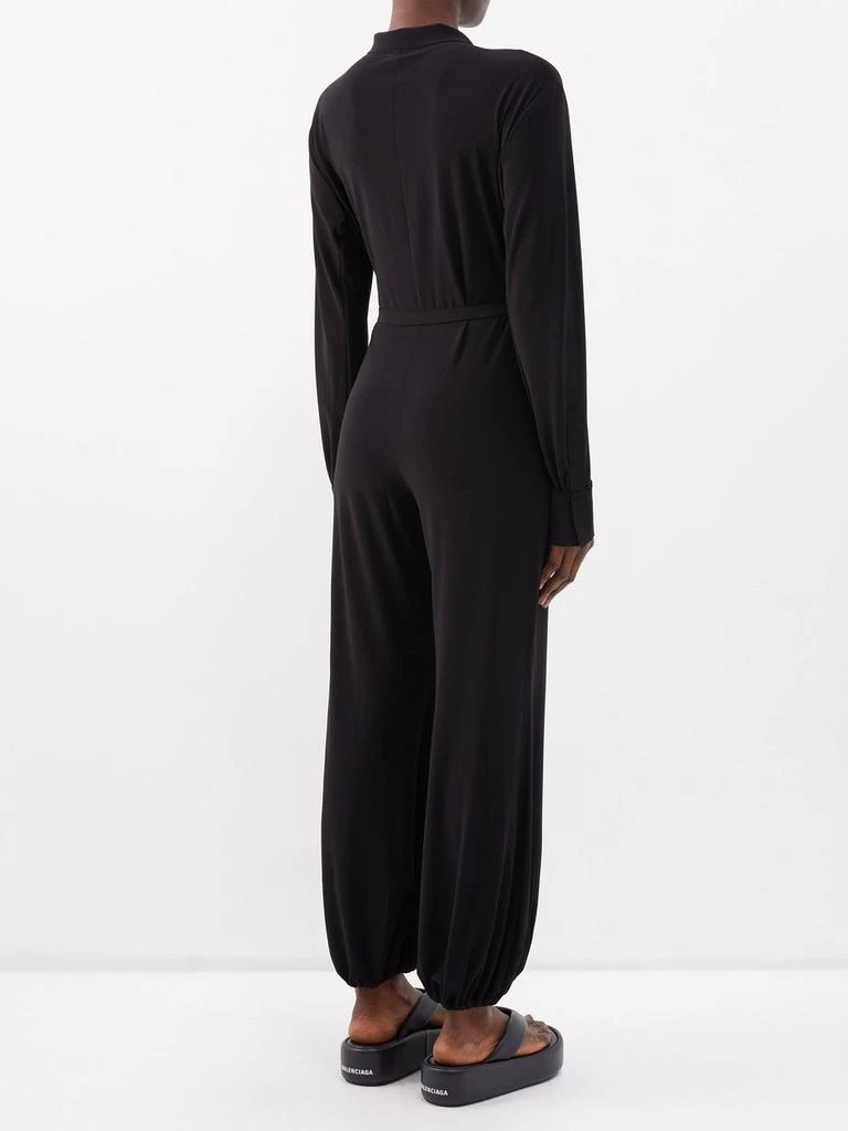 Norma Kamali Plunge-front cropped jersey jumpsuit 5