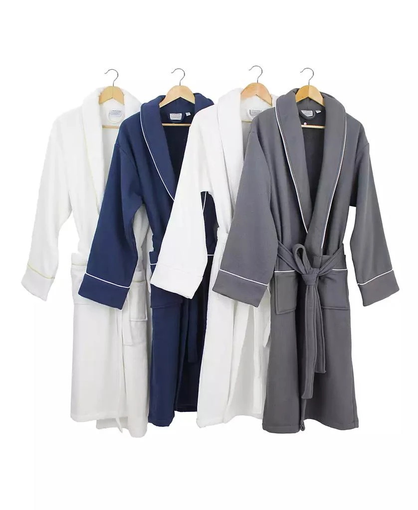 Linum Home Textiles Unisex Waffle Weave Terry 100% Turkish Cotton Bathrobe with Satin Piped Trim 2
