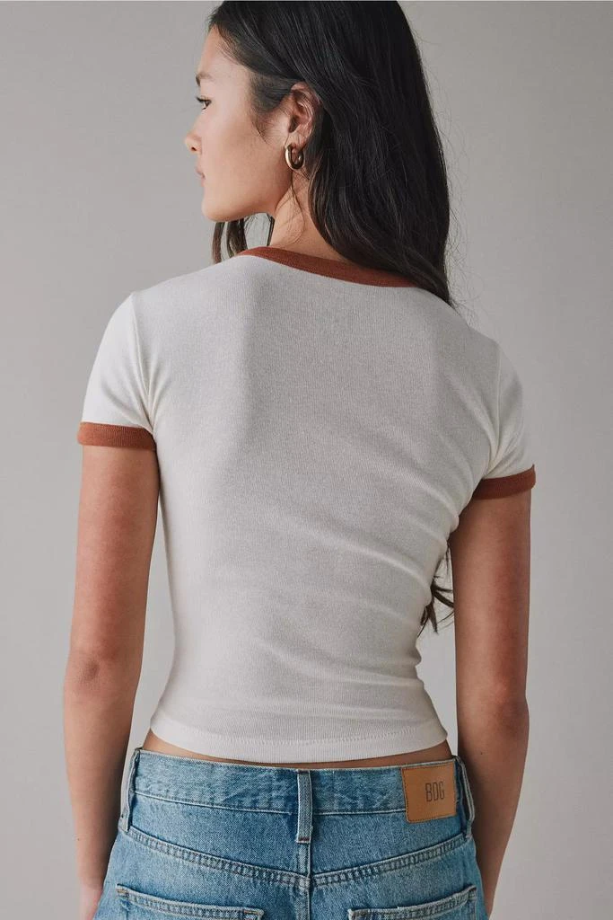 BDG BDG Too Perfect Toast Cat Graphic Ringer Baby Tee 4