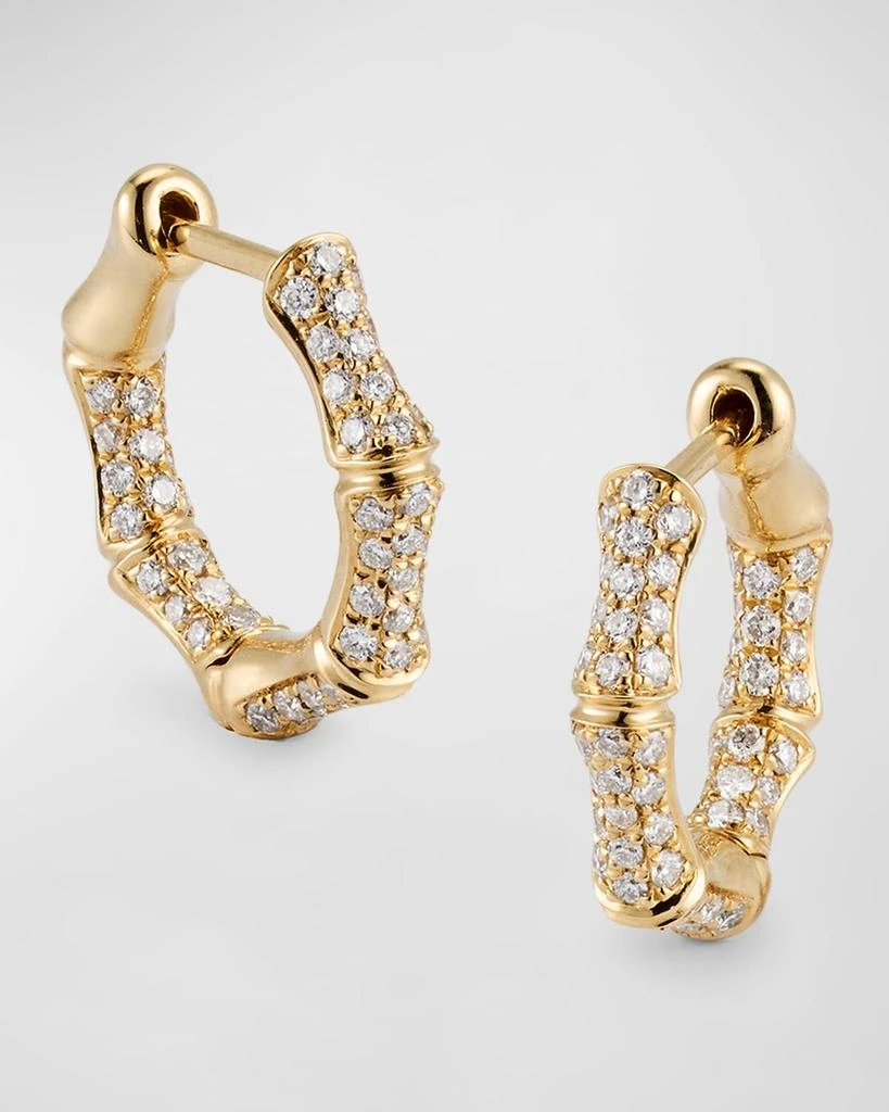 Anita Ko 18K Yellow Gold Diamond Bamboo Huggie Hoop Earrings 1