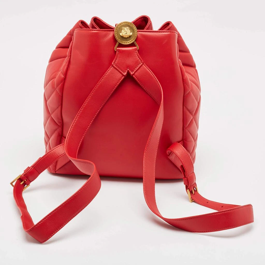 Versace Versace Red Quilted Leather Medusa Tribute Drawstring Backpack 4