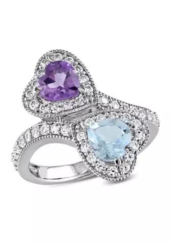 Belk
Co. Amethyst, Sky Blue Topaz and Created White Sapphire Heart Twist Ring in Sterling Silver