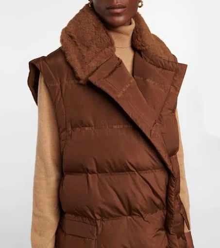 Max Mara Coccole faux fur-trimmed puffer vest 4