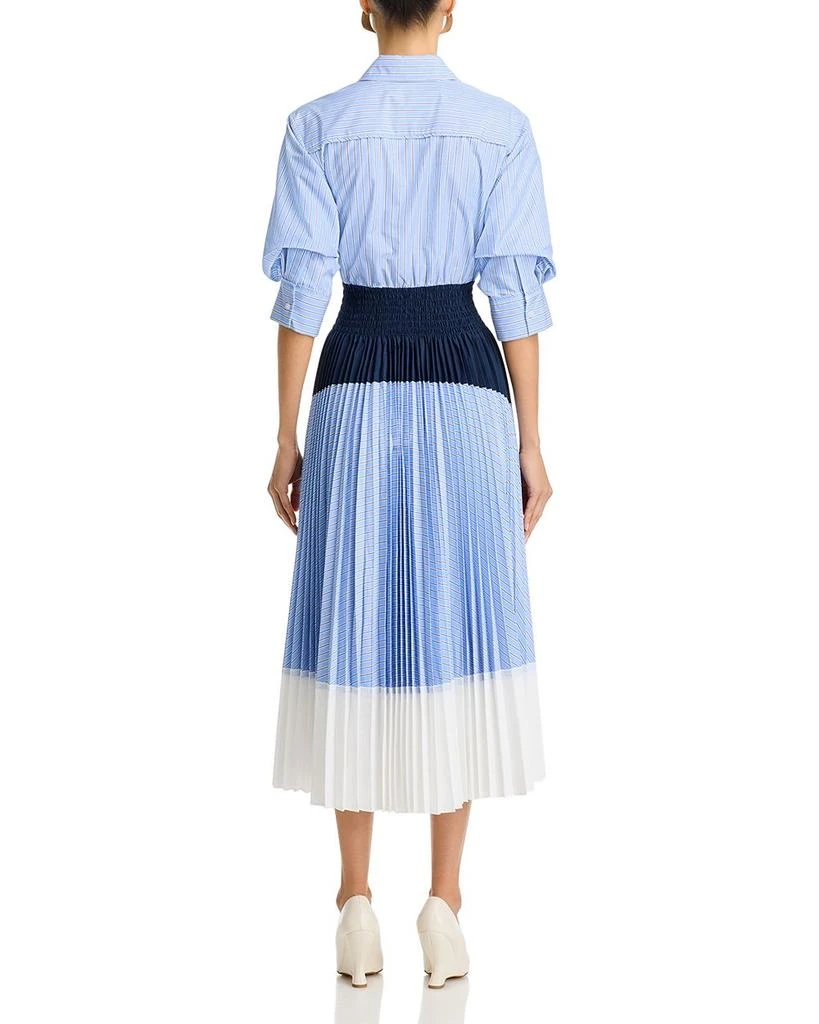SIMKHAI Jenella Color Blocked Pleated Poplin Dress 4