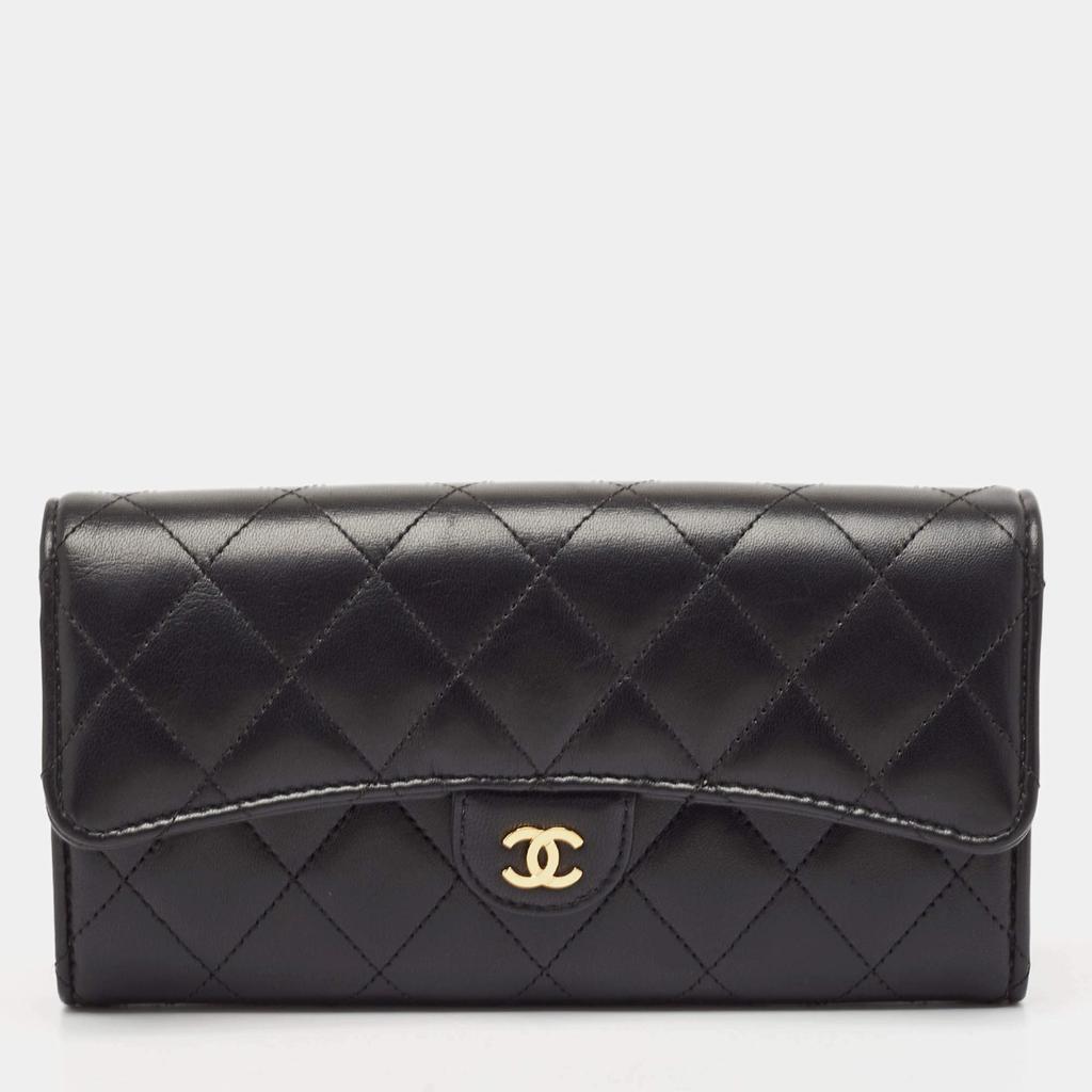 Chanel Chanel Black Quilted Leather Classic Flap Continental Wallet