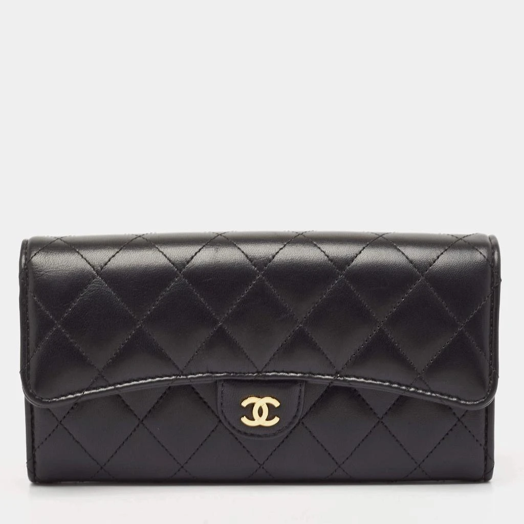 Chanel Chanel Black Quilted Leather Classic Flap Continental Wallet 1