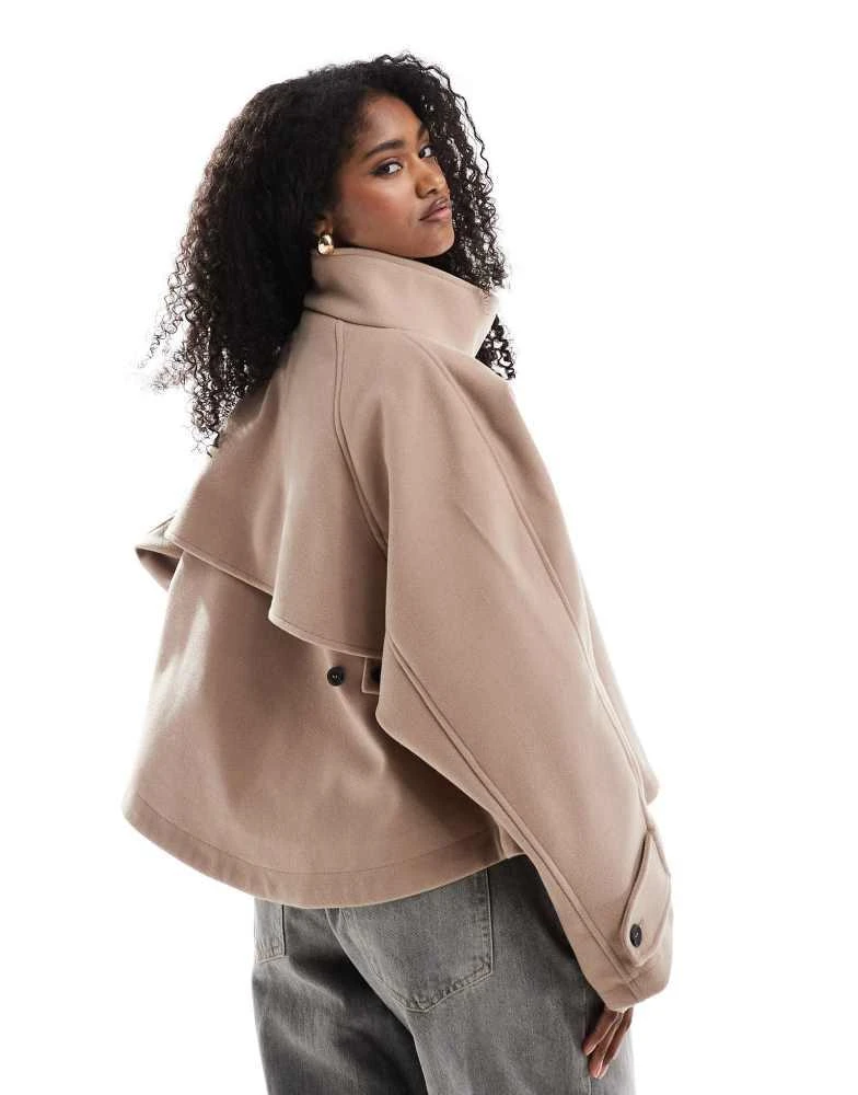 ASOS ASOS DESIGN cropped cape formal coat in dusty rose 3