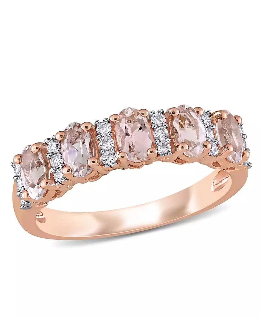 Macy
s Morganite (1 ct. t.w.) and Diamond (1/6 ct. t.w.) Semi Eternity Ring in 14k Rose Gold