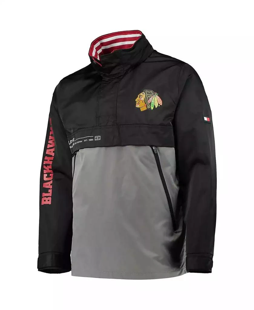 Tommy Hilfiger Men's Black, Gray Chicago Blackhawks Anorak Quarter-Zip Hoodie Jacket 3